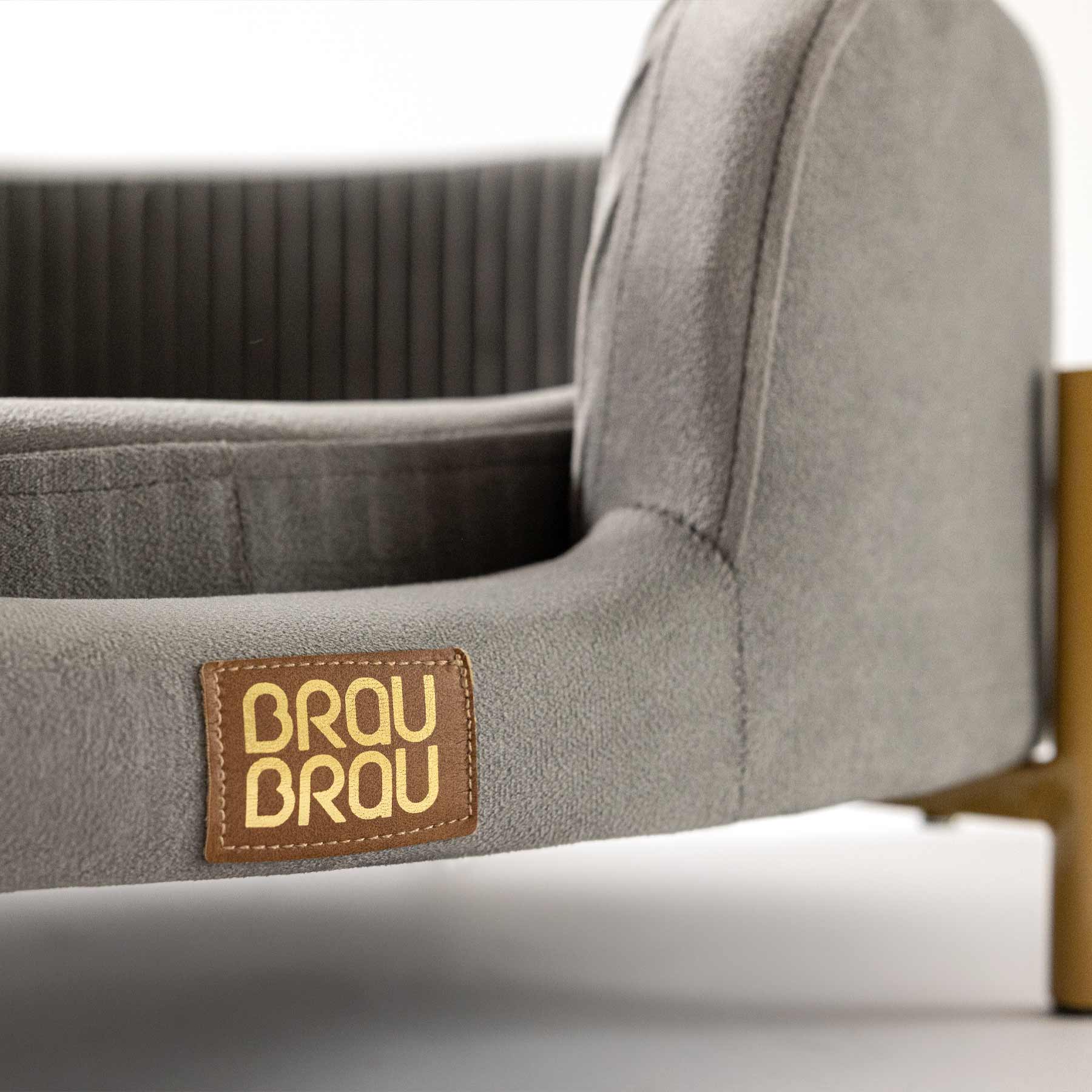Ovales Sofa aus grauem Samt - Graues BRAUBRAU-Sofa für Haustiere (Hunde und Katzen)