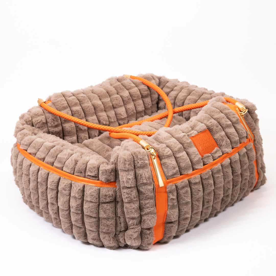 Graues Bett - Orthopädische Seide BRAUBRAU für Haustiere (Hunde und Katzen)